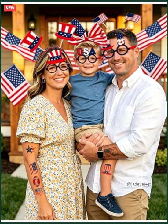 4th of July Hair Accessories & Glasses Set 20pc Party Favors main image 4
